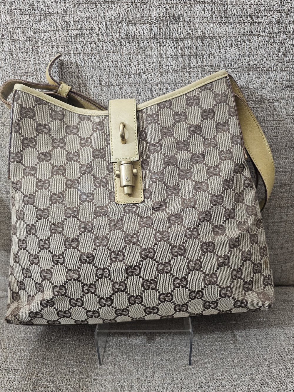 GUCCI Vintage GG Monogram Canvas Jackie Shoulder Bag W COA - Picture 2 of 9